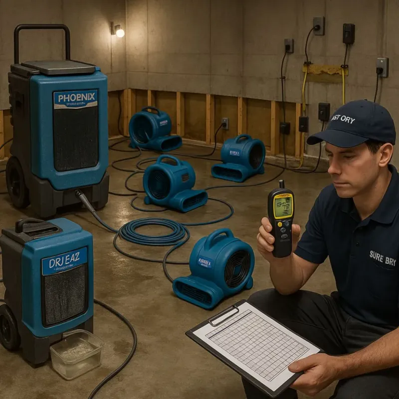 Structural Drying and Dehumidification process in Slaughterville, OK
